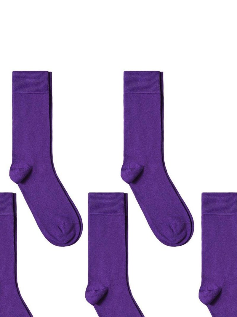 Chaussettes Jersey Coton - Lot 5 Paires - Fabrication UE Violet - Kiabi