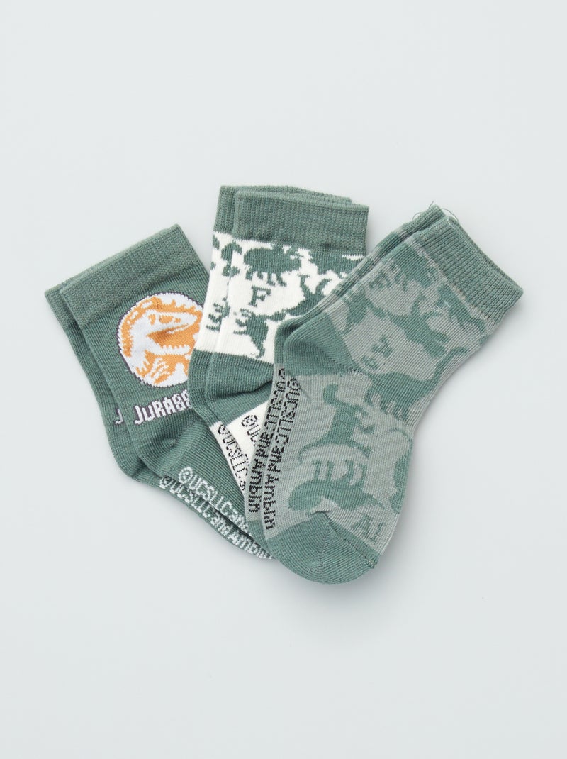 Chaussettes 'Jurassic Park' - Lot de 3 paires Vert/Blanc - Kiabi