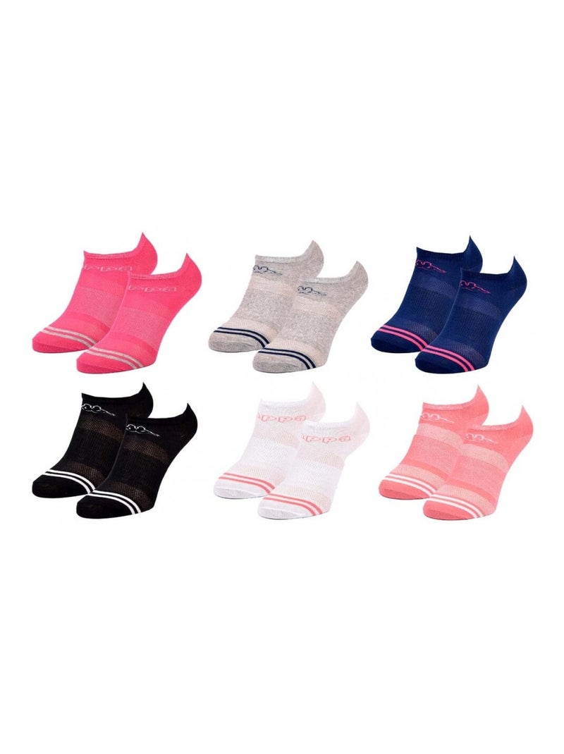 Chaussettes KAPPA SNEAKER - Pack de 6 Rose Noir Blanc Gris - Kiabi