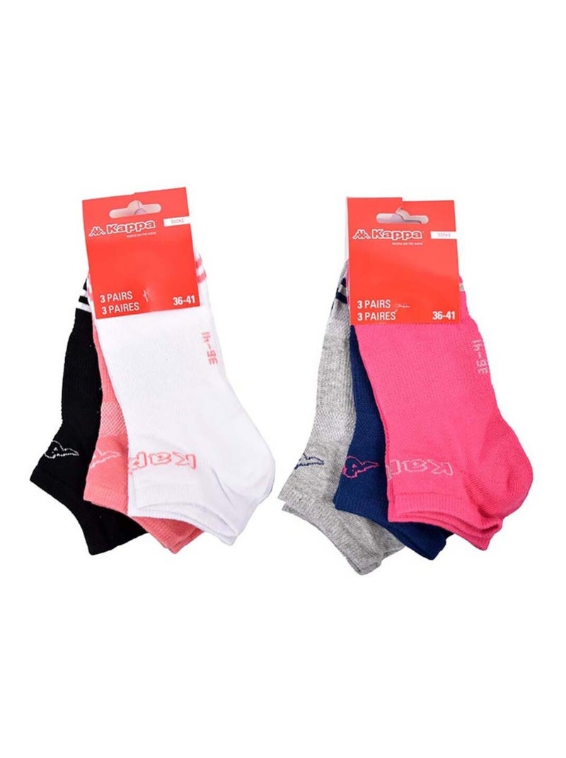 Chaussettes KAPPA SNEAKER - Pack de 6 Rose Noir Blanc Gris - Kiabi