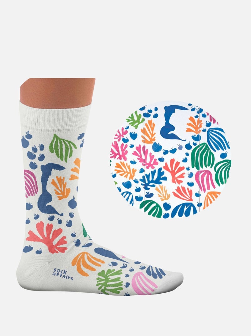 Chaussettes La Perruche et la Sirène, Matisse Blanc Bleu ciel Blanc - Kiabi