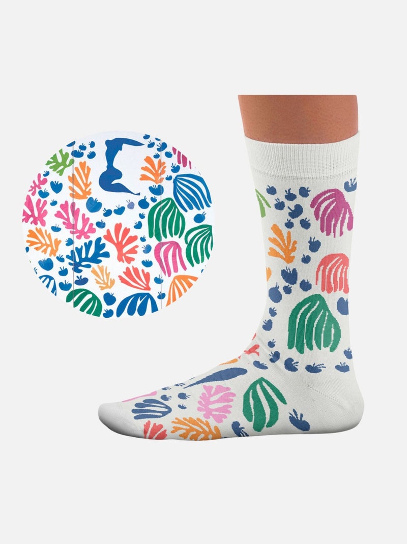 Chaussettes La Perruche et la Sirène, Matisse Blanc Bleu ciel Blanc - Kiabi