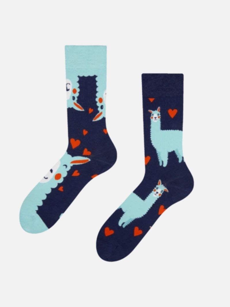 Chaussettes Lama & Cœurs Bleu - Kiabi