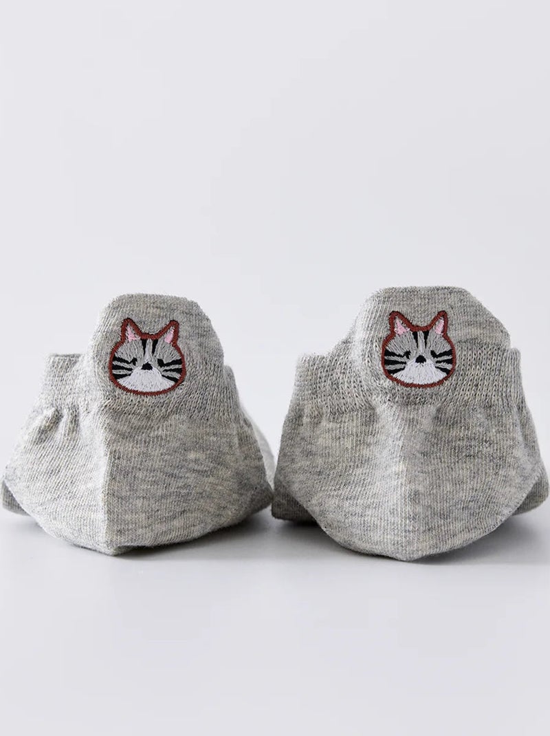 Chaussettes Languette Chat moustaches | Titeschaussettes Gris - Kiabi