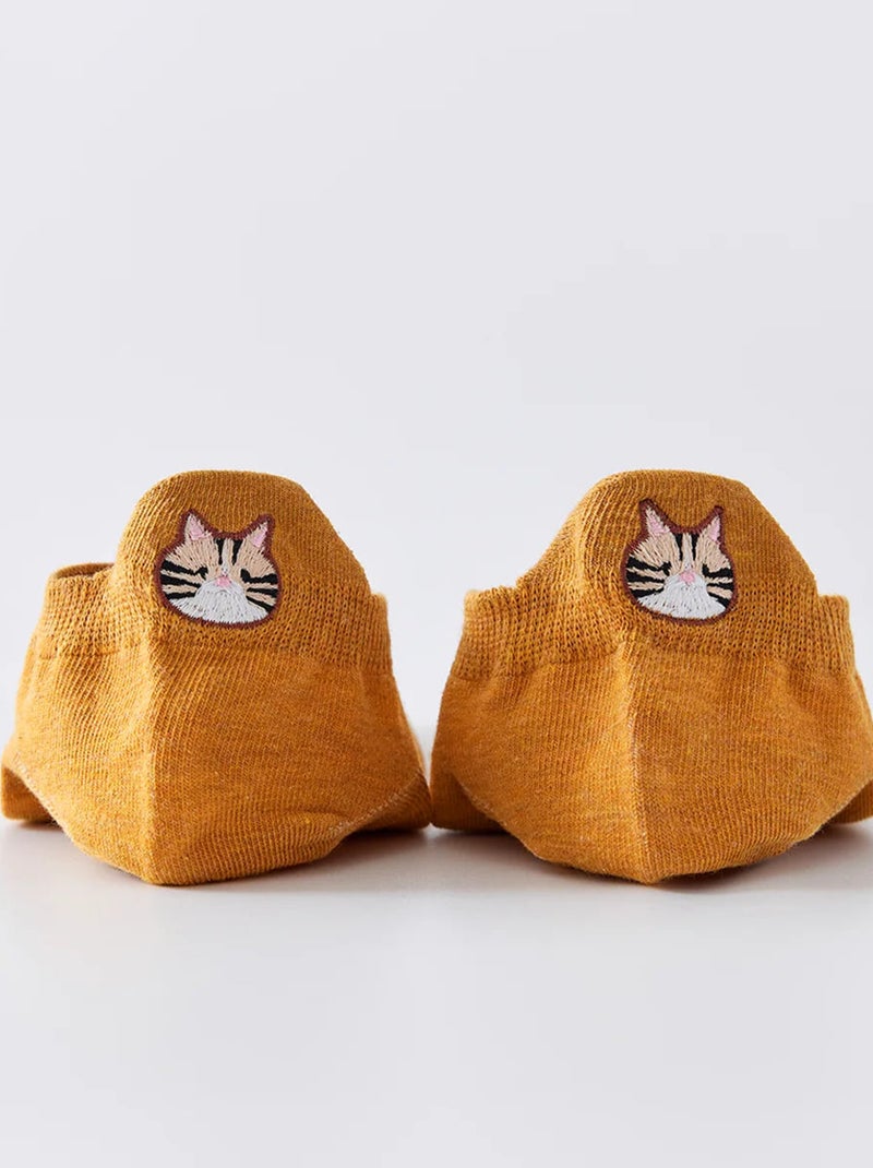 Chaussettes Languette Chat moustaches | Titeschaussettes Jaune - Kiabi