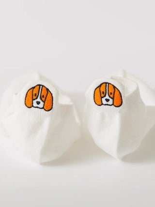 Chaussettes Languette Chien Blanc | Titeschaussettes