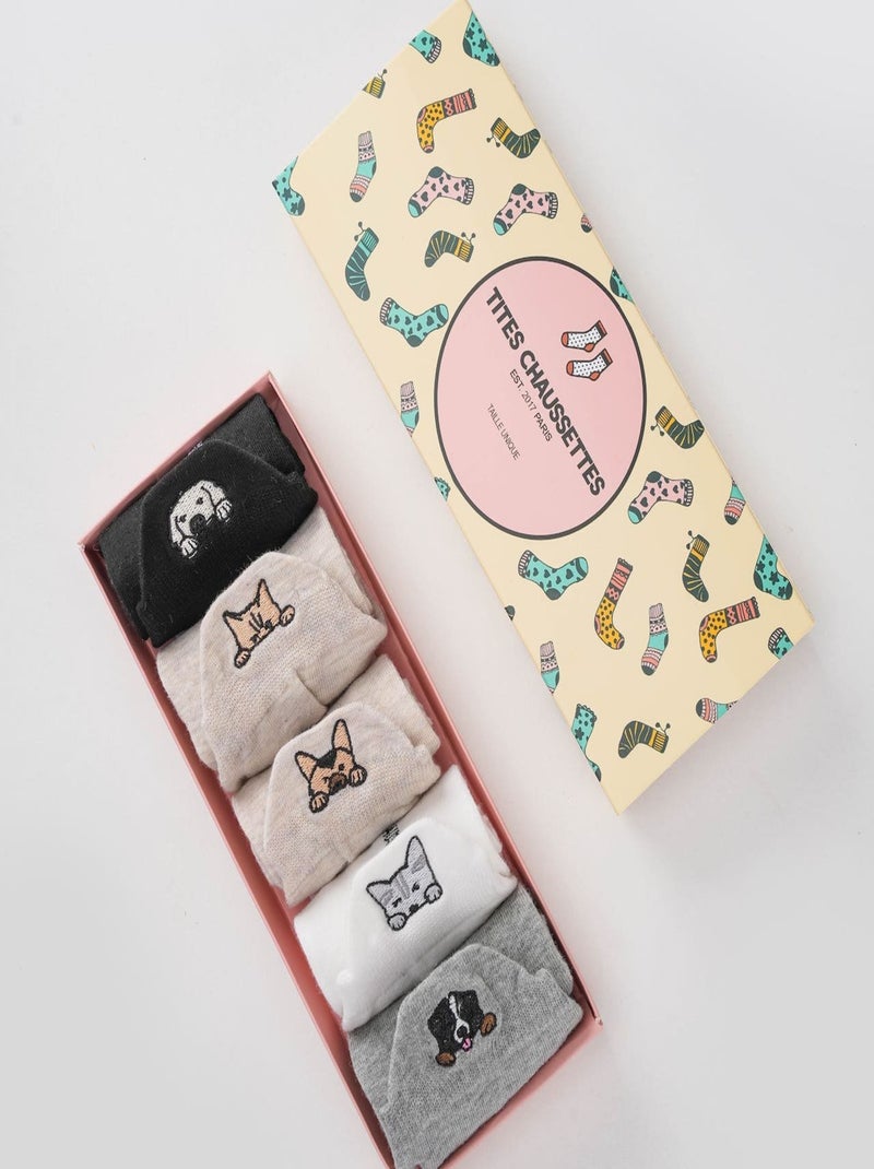 Chaussettes Languette chien et chat (Lotx5) | Titeschaussettes Multicolore - Kiabi