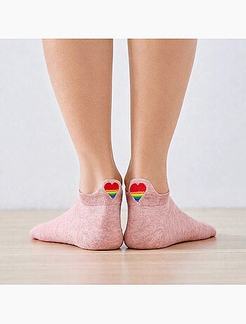 Chaussettes Languette Coeur Arc-en-Ciel