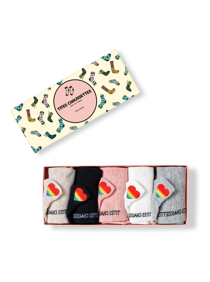 Chaussettes Languette Coeur Arc-en-Ciel (Lot x5) | Titeschaussettes Multicolore - Kiabi