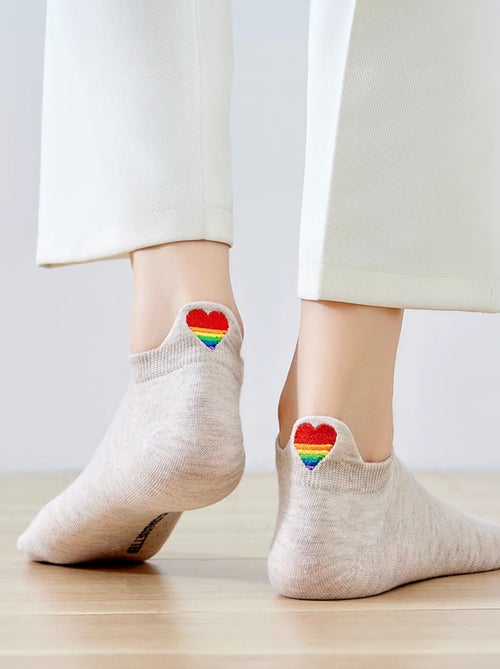 Chaussettes Languette Coeur Arc-en-Ciel | Titeschaussettes - Kiabi