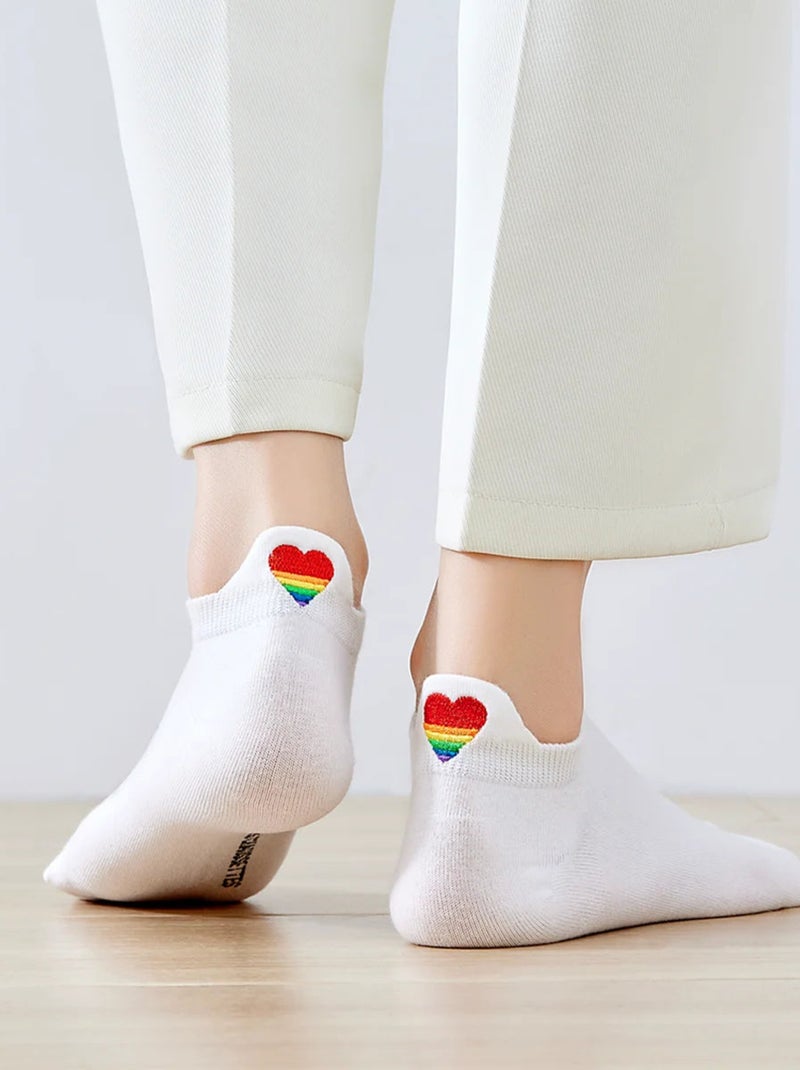 Chaussettes Languette Coeur Arc-en-Ciel | Titeschaussettes Blanc - Kiabi