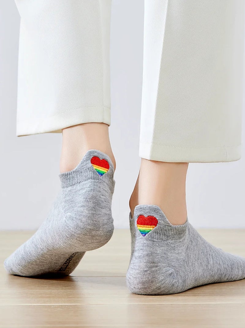 Chaussettes Languette Coeur Arc-en-Ciel | Titeschaussettes Gris - Kiabi