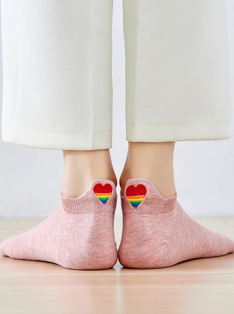 Chaussettes Languette Coeur Arc-en-Ciel | Titeschaussettes Rose - Kiabi