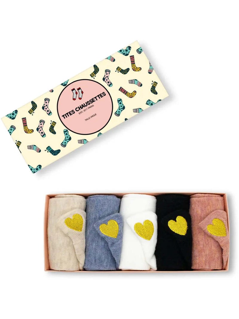 Chaussettes Languette Coeur Doré  (Lot x5) | Titeschaussettes Multicolore - Kiabi