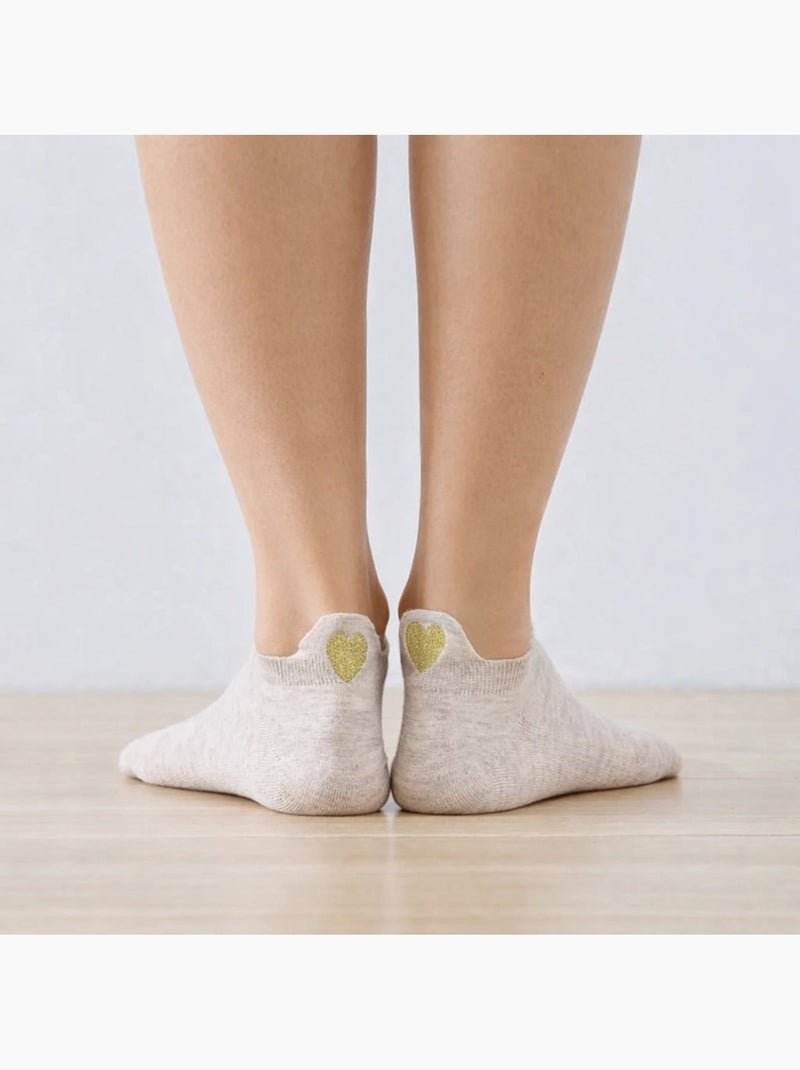 Chaussettes Languette Coeur Doré Rose - Kiabi