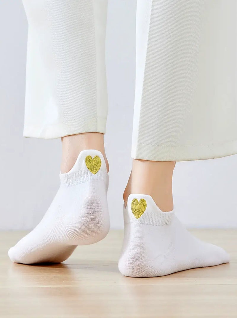 Chaussettes Languette Coeur Doré  | Titeschaussettes Blanc - Kiabi