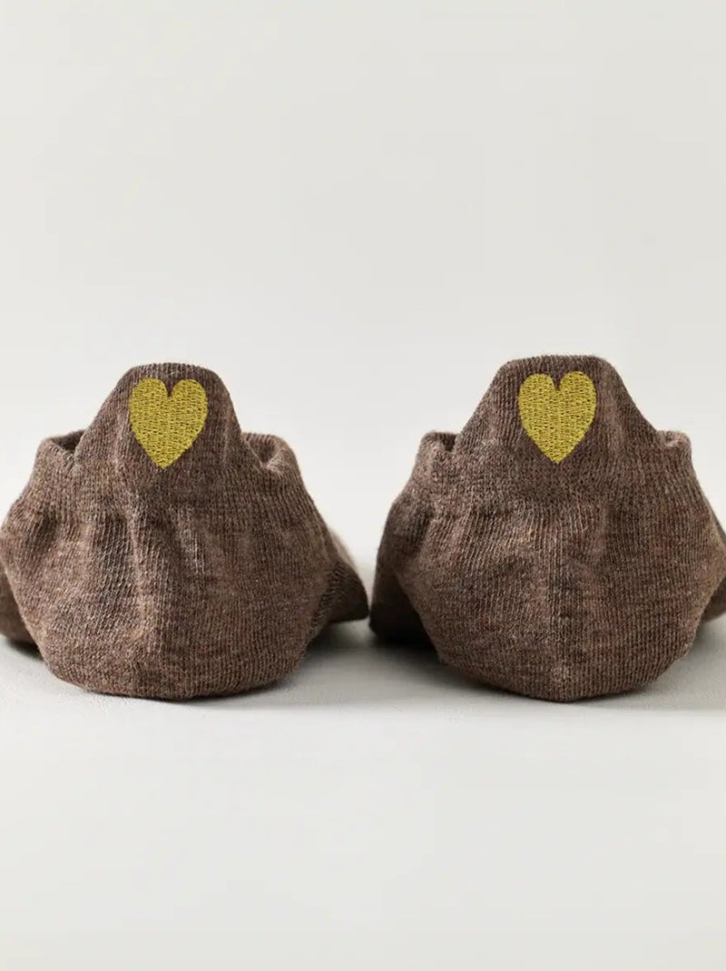 Chaussettes Languette Coeur Doré  | Titeschaussettes Marron - Kiabi