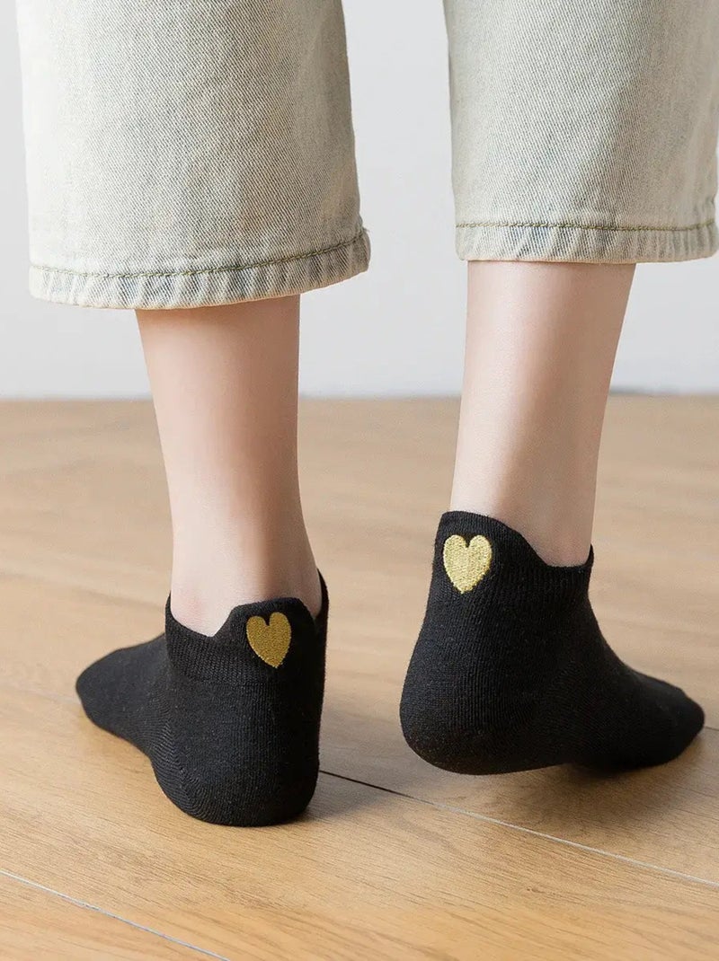 Chaussettes Languette Coeur Doré  | Titeschaussettes Noir - Kiabi