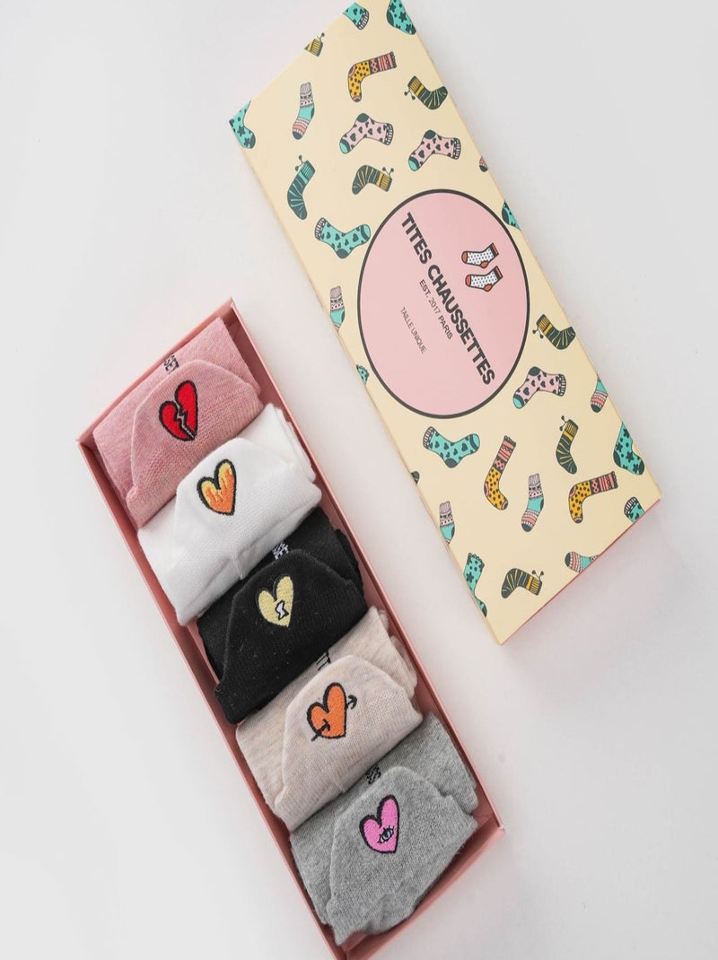 Chaussettes Languette Coeur Message (Lot x5) | Titeschaussettes Multicolore - Kiabi