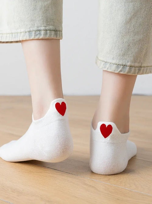 Chaussettes Languette Coeur Rouge - Kiabi