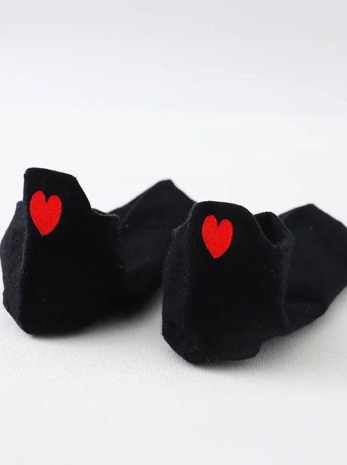 Chaussettes Languette Coeur Rouge - Kiabi