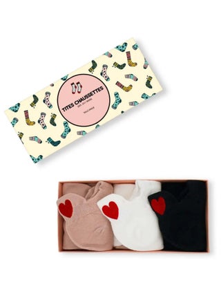 Chaussettes Languette Coeur Rouge (Lot x3) | Titeschaussettes