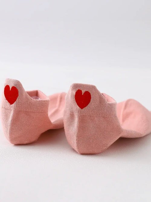 Chaussettes Languette Coeur Rouge - Kiabi