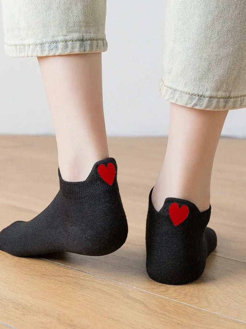 Chaussettes Languette Coeur Rouge  | Titeschaussettes Noir - Kiabi