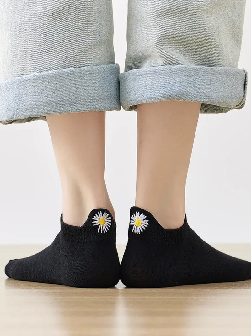 Chaussettes Languette Fleur  | Titeschaussettes Noir - Kiabi