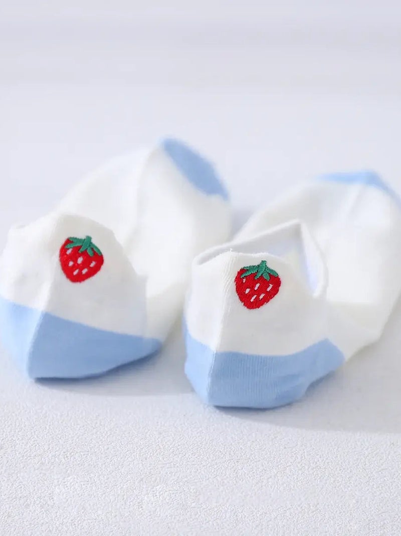 Chaussettes Languette Fraise | Titeschaussettes Blanc Bleu - Kiabi