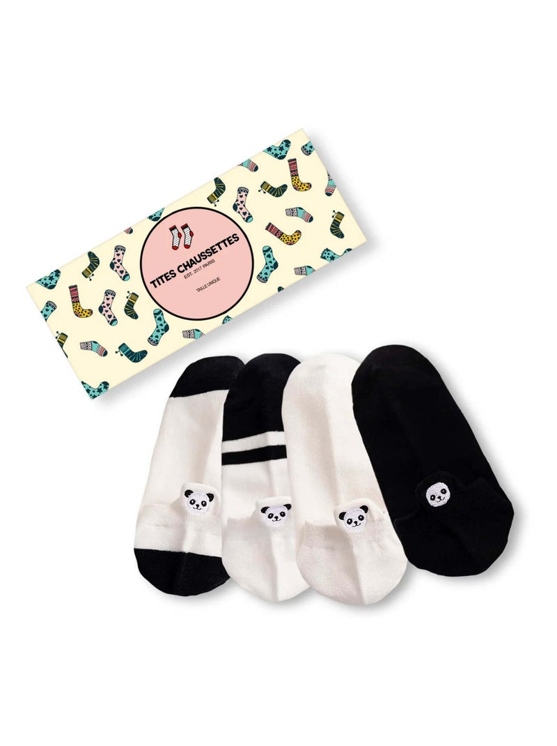 Chaussettes Languette Panda (Lot x4)| Titeschaussettes Blanc nacré - Kiabi