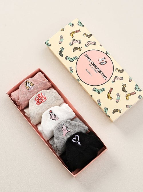 Chaussettes Languette Sororité (Lot x5)  I Titeschaussettes - Kiabi