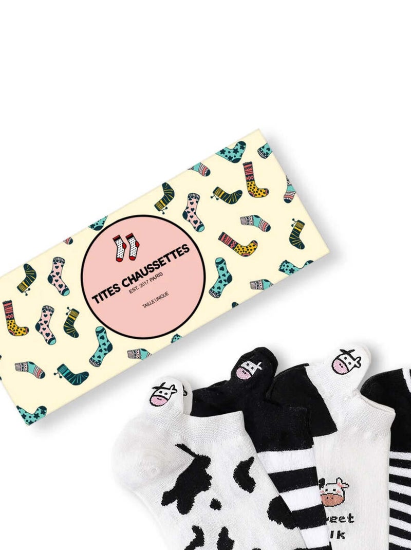 Chaussettes Languette Vache (Lot x4)  | Titeschaussettes Noir Blanc - Kiabi