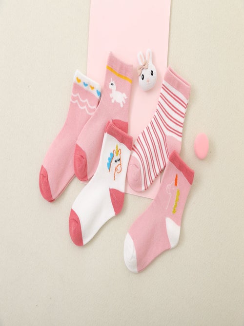 Chaussettes Licorne Rose Enfants (Lotx5)   | Titeschaussettes - Kiabi