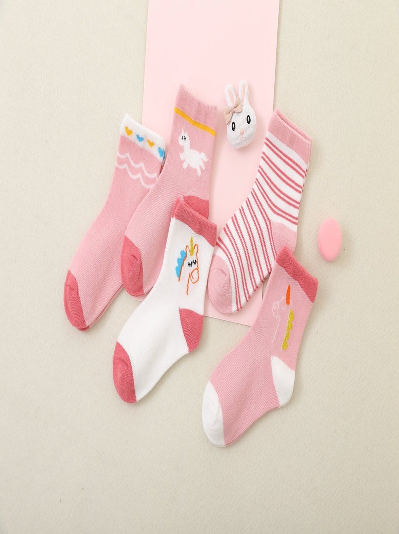 Chaussettes Licorne Rose Enfants (Lotx5)   | Titeschaussettes Rose - Kiabi