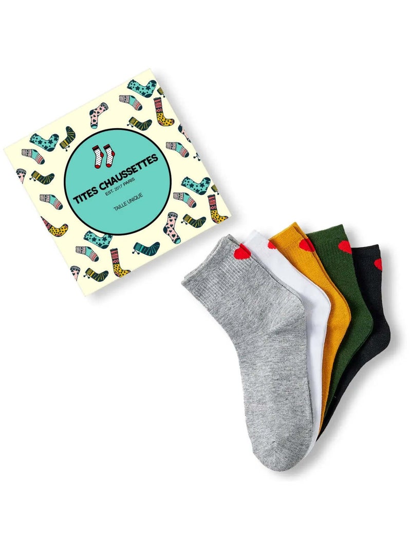 Chaussettes Longues Coeur Talon (Lot x5) | Titeschaussettes Multicolore - Kiabi