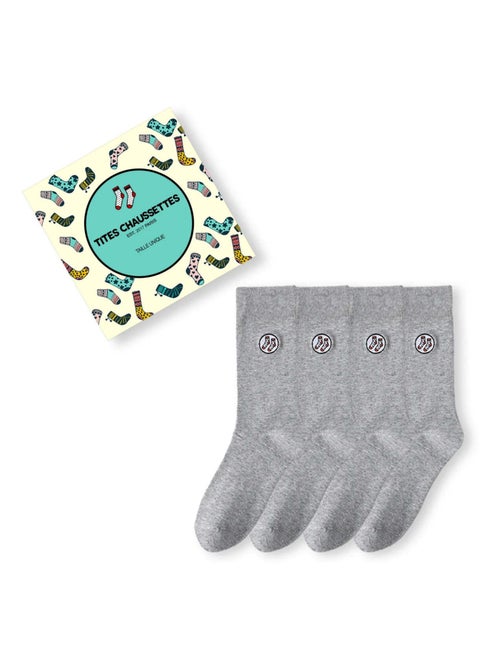 Chaussettes longues gris clair (Lot x4) | Titeschaussettes - Kiabi