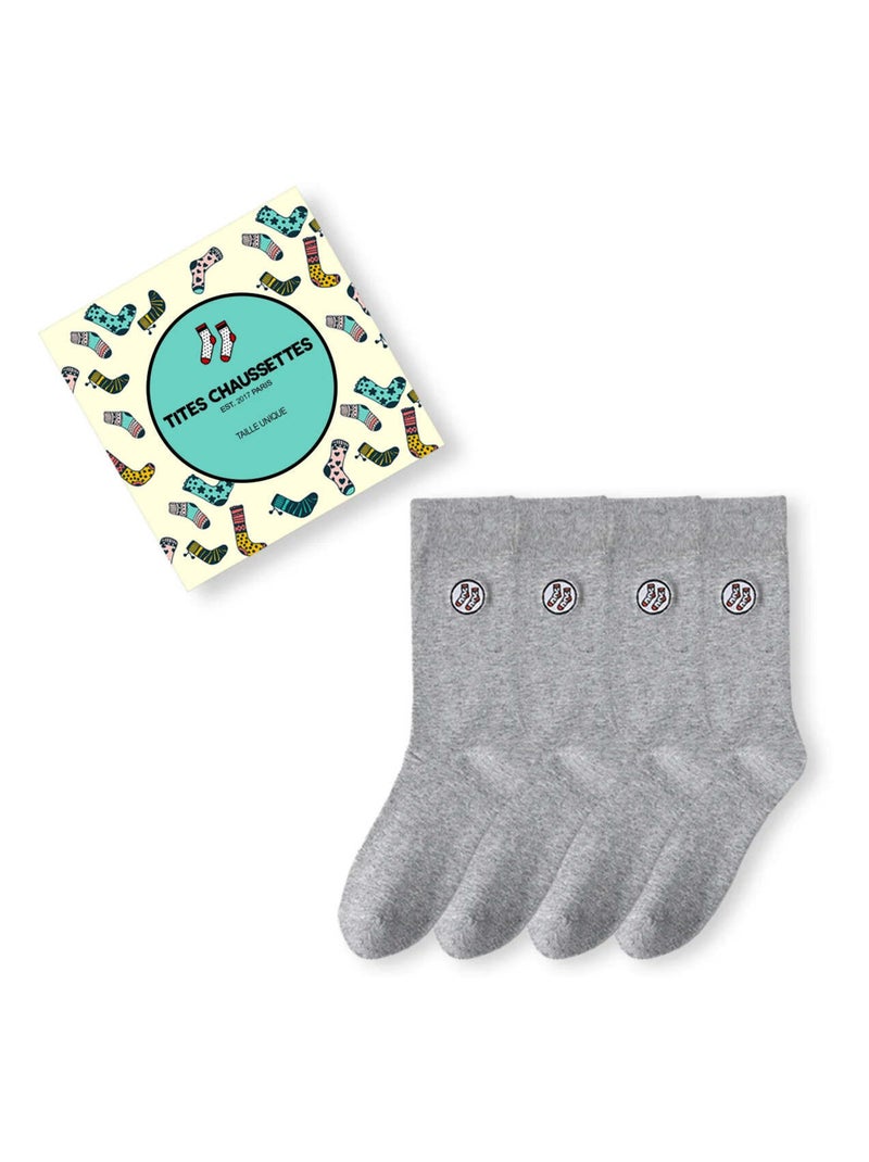 Chaussettes longues gris clair (Lot x4) | Titeschaussettes Gris clair - Kiabi