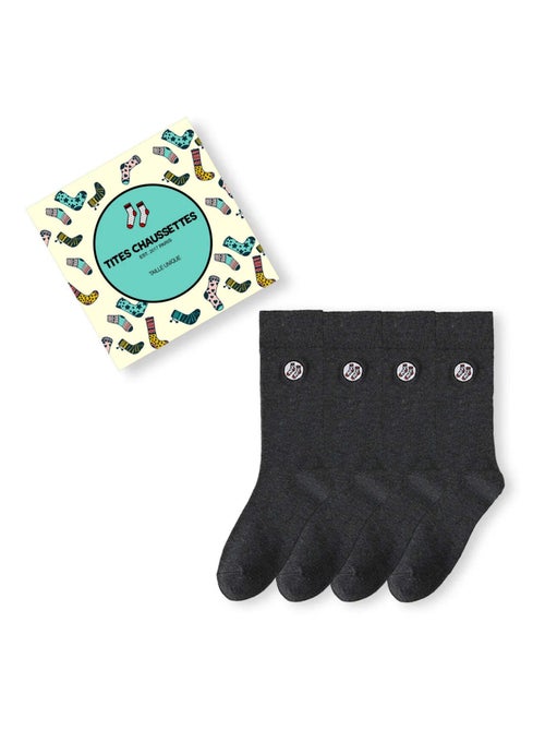 Chaussettes longues gris foncé (Lot x4) | Titeschaussettes - Kiabi