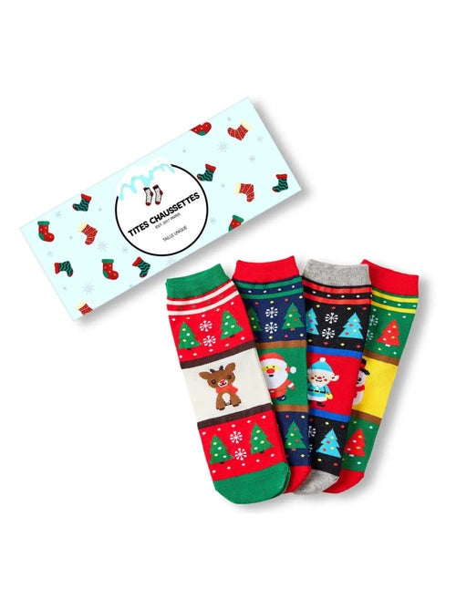 Chaussettes longues Noël Sapin (Lot x4)| Titeschaussettes - Kiabi