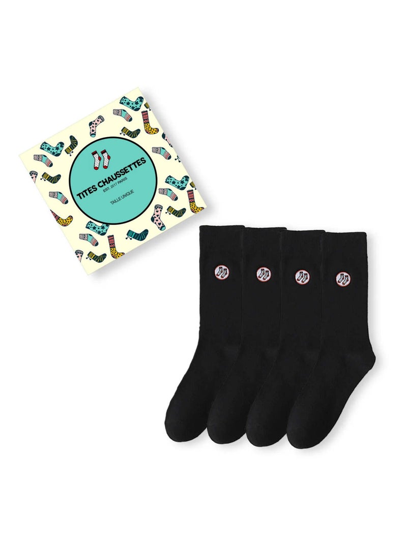 Chaussettes longues noir (Lot x4) | Titeschaussettes Noir - Kiabi