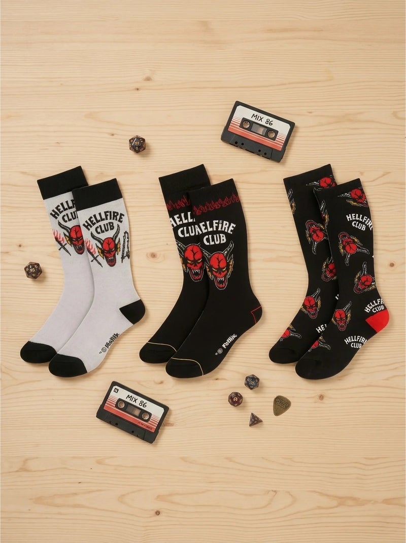 Chaussettes lot de 3 en coton doux stranger things netflix Noir - Kiabi