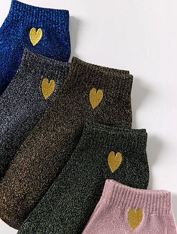 Chaussettes Lurex & Coeur Pailletées