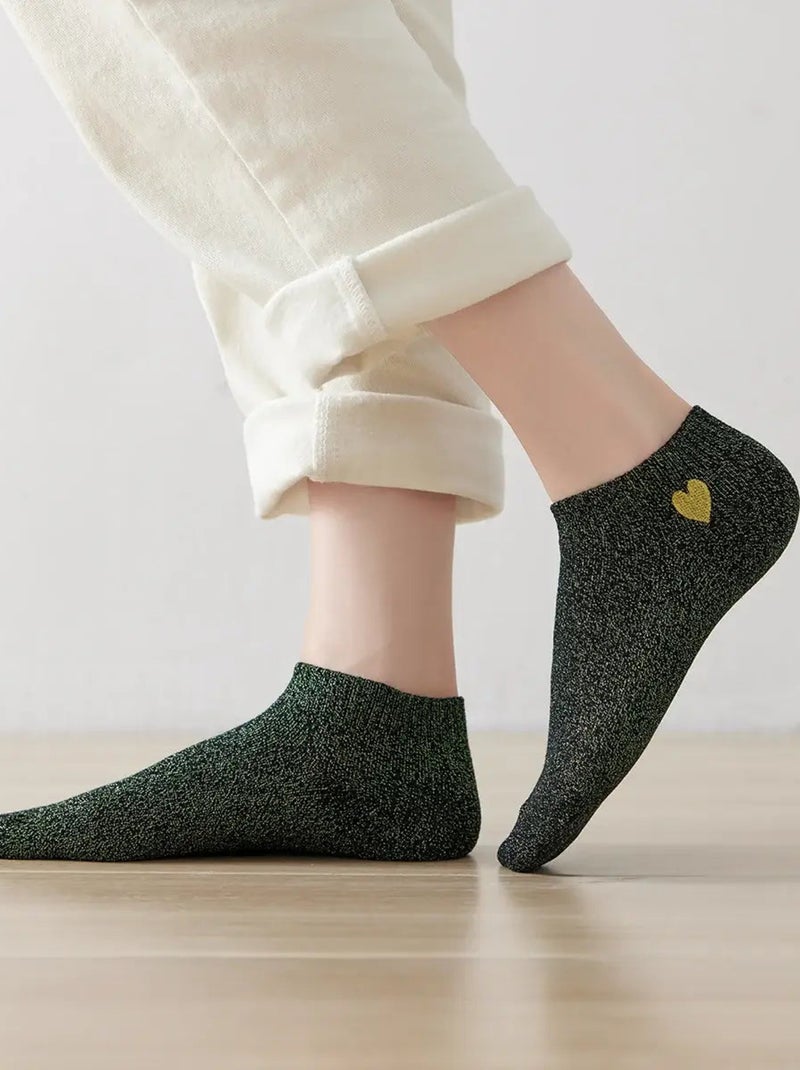 Chaussettes Lurex & Coeur Pailletées Bleu - Kiabi