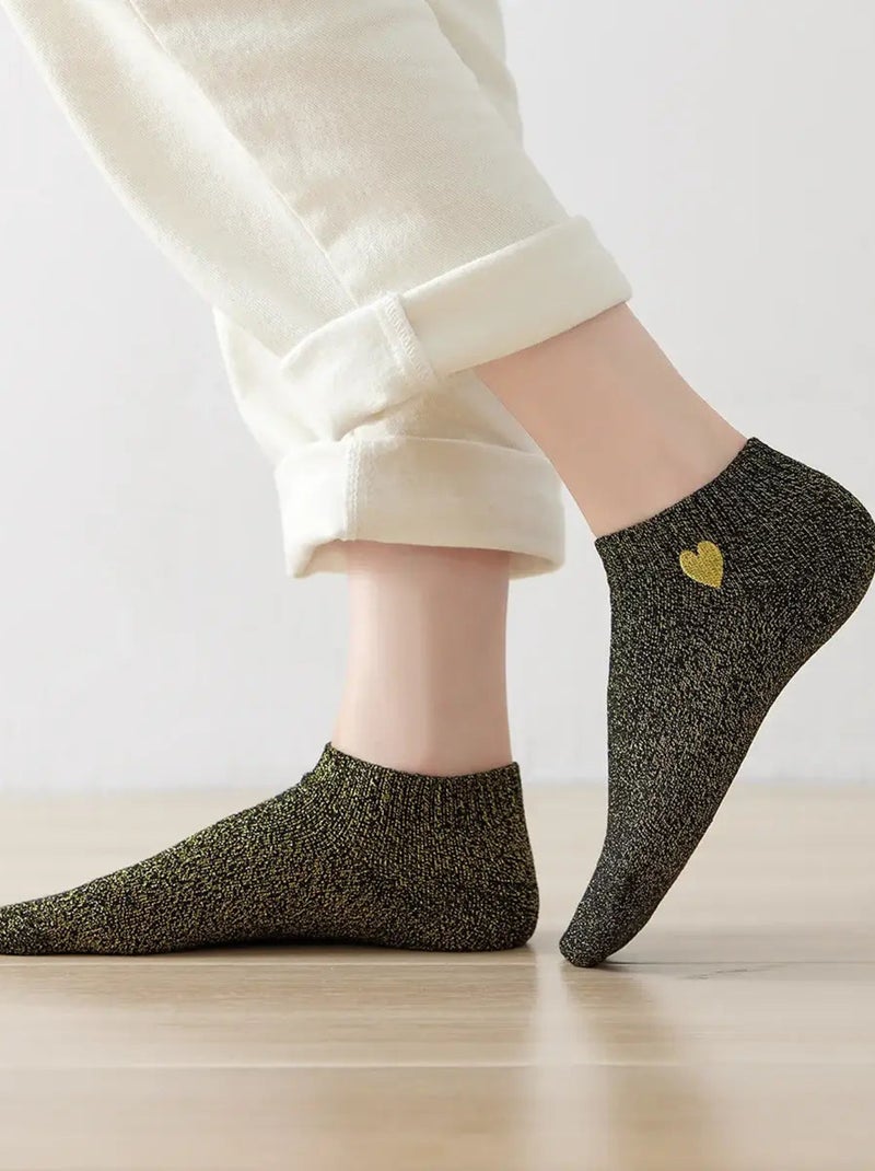 Chaussettes Lurex & Coeur Pailletées Vert - Kiabi