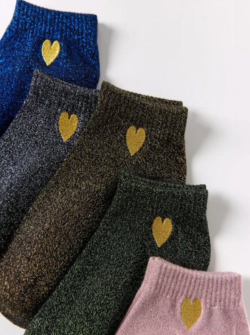 Chaussettes Lurex & Coeur Pailletées - Kiabi