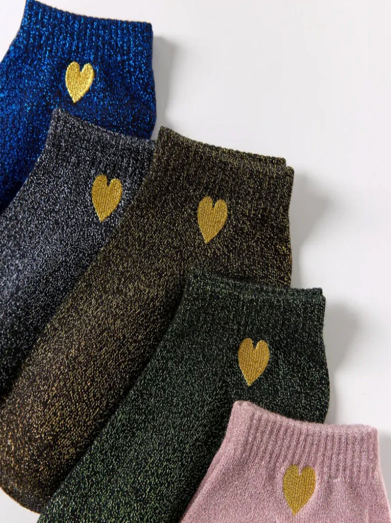 Chaussettes Lurex & Coeur Pailletées Vert - Kiabi