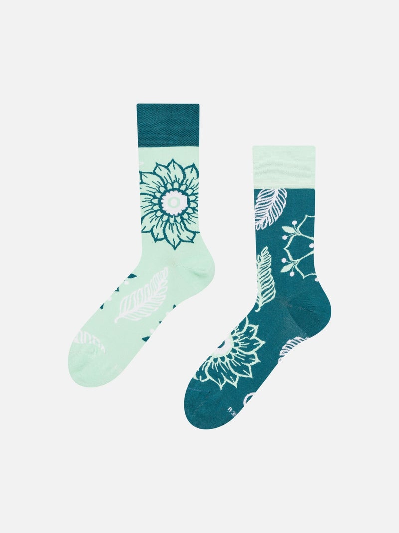Chaussettes Mandala & Feuilles Bleu - Kiabi