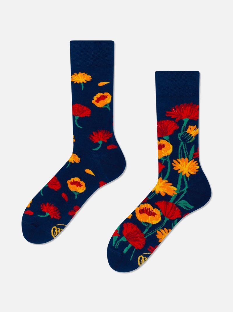 Chaussettes Many Mornings Bouquet de Fleurs Bleu nuit - Kiabi