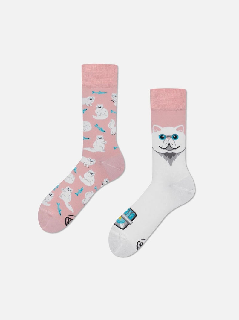 Chaussettes Many Mornings Chat Blanc Rose - Kiabi